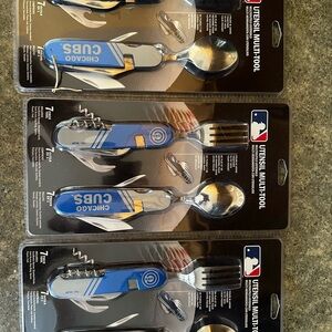 3 New Chicago Cubs MLB Navy Silver Folding Utensil Multi-Tool